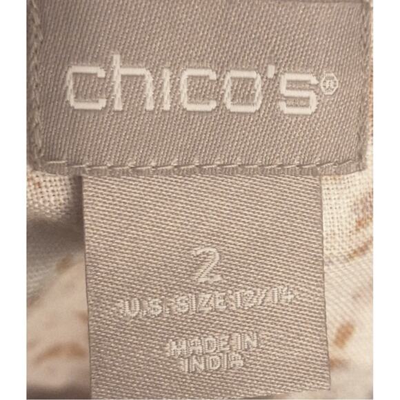 Chico's 2 Women 12/14 Large White Orange Coastal Medallion Print Linen Tunic - Picture 4 of 6